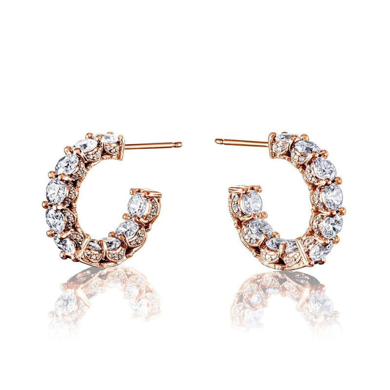 Diamond Huggie Earrings in 14kt Rose Gold