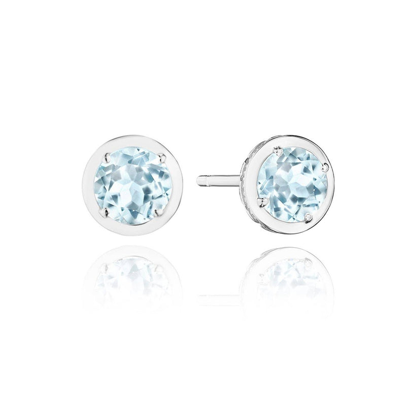 Round Sky Blue Topaz Stud Earring - 1.4ct in 14kt White Gold