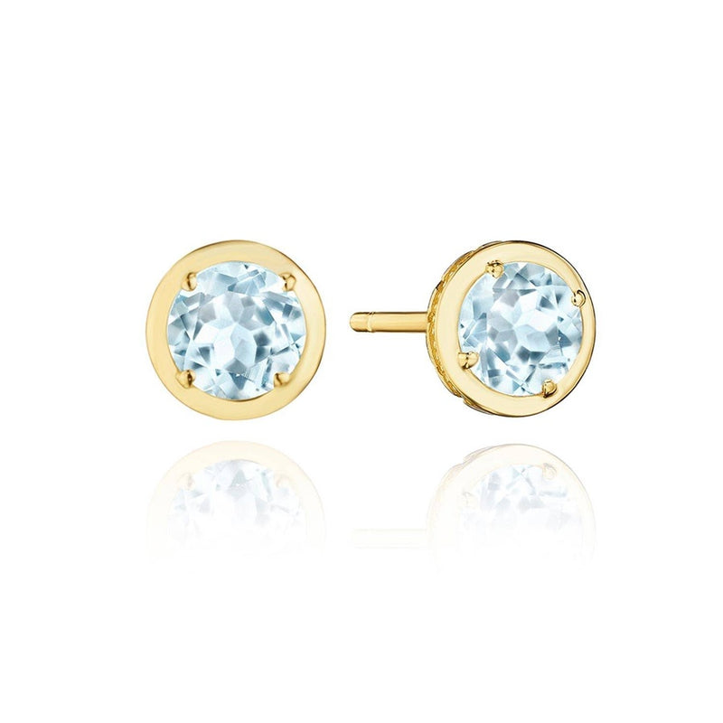 Round Sky Blue Topaz Stud Earring - 1.4ct in 14kt Yellow Gold