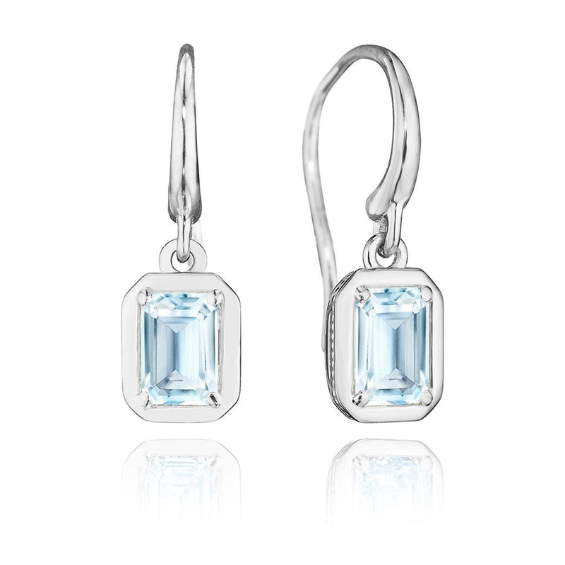 Sky Blue Topaz French Wire Earring - 1.4ct in 14kt White Gold