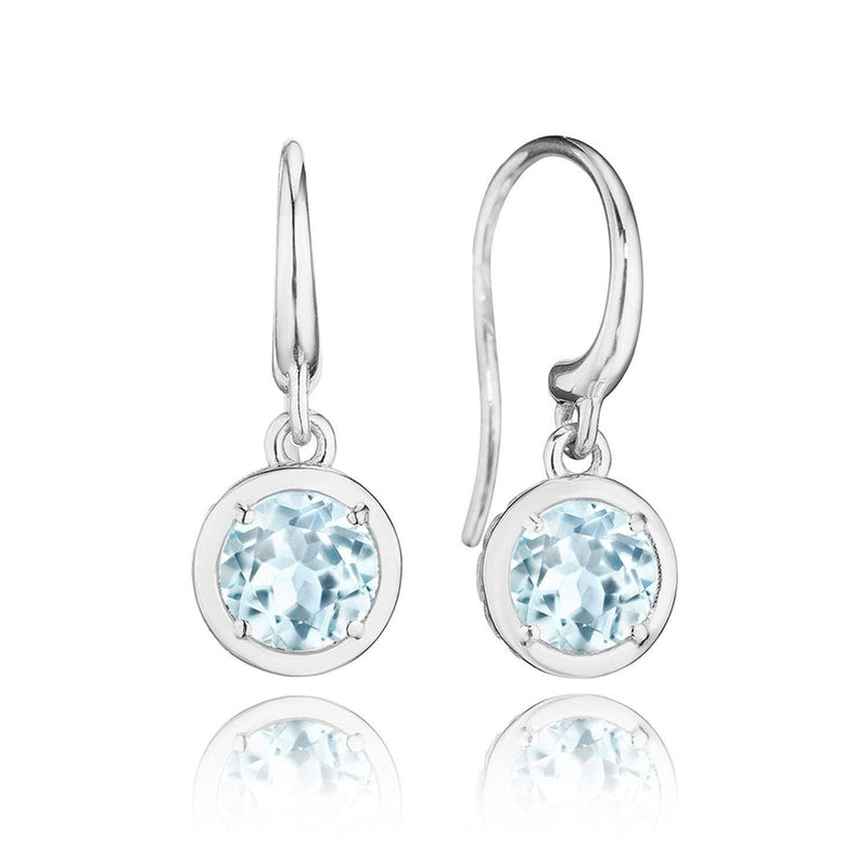 Sky Blue Topaz French Wire Earring - 1.4ct in 14kt White Gold