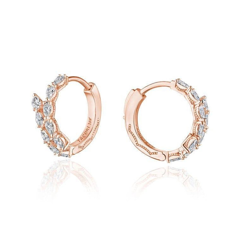 Medium Hoop Pear Diamond Earrings in 14kt Rose Gold
