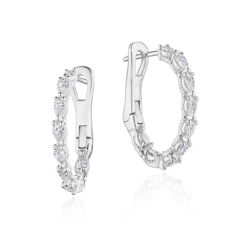Pear Diamond Hoop Earrings in 14kt White Gold