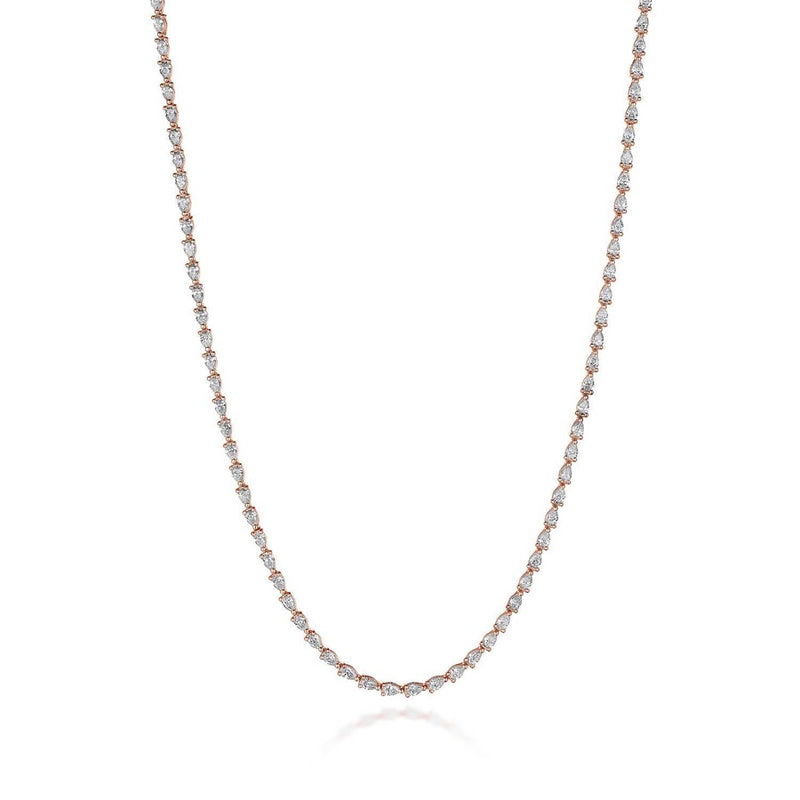 Pear Diamond Tennis Necklace in 14kt Rose Gold