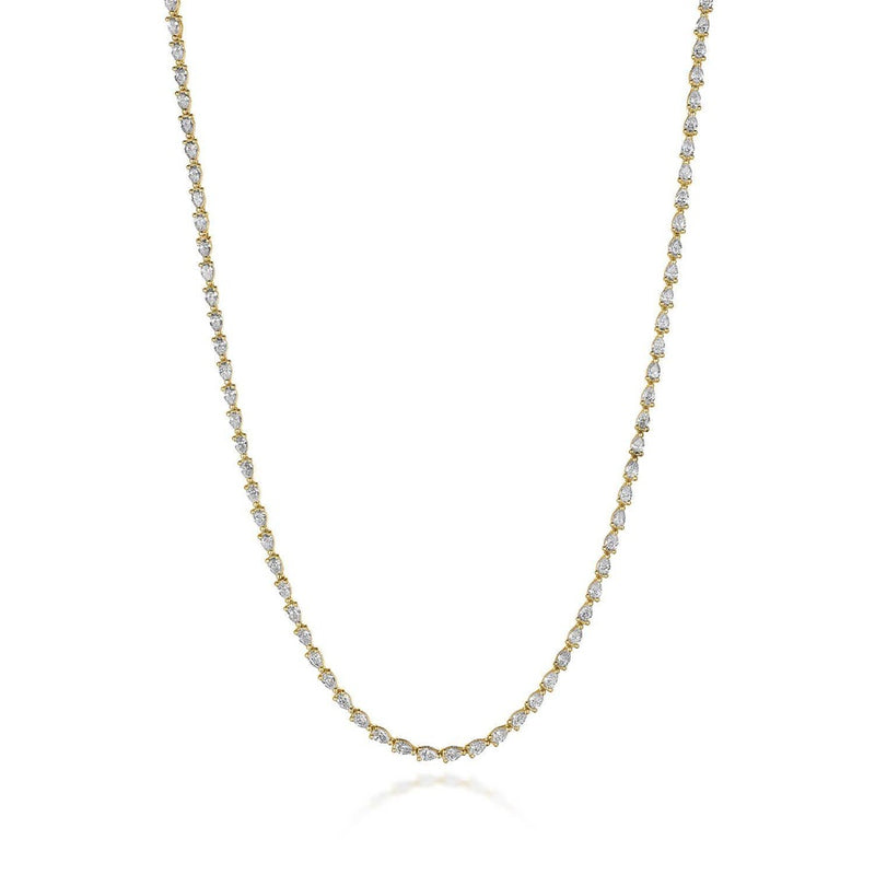 Pear Diamond Tennis Necklace in 14kt Yellow Gold