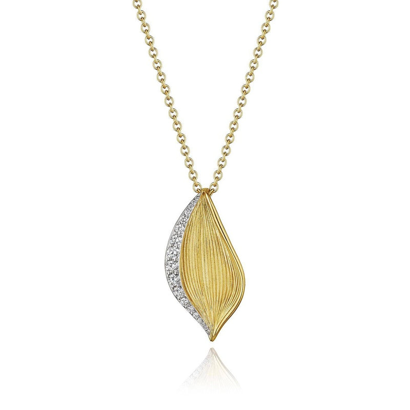Petal Diamond Lariat Pendant in 14kt Yellow Gold