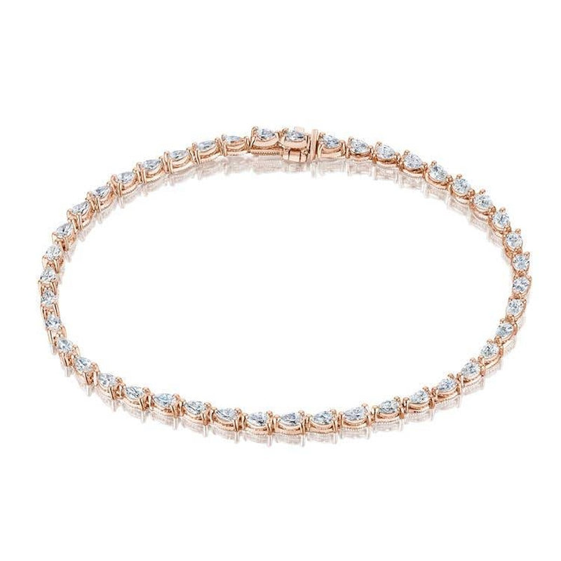 Pear Diamond Tennis Bracelet in 14kt Rose Gold