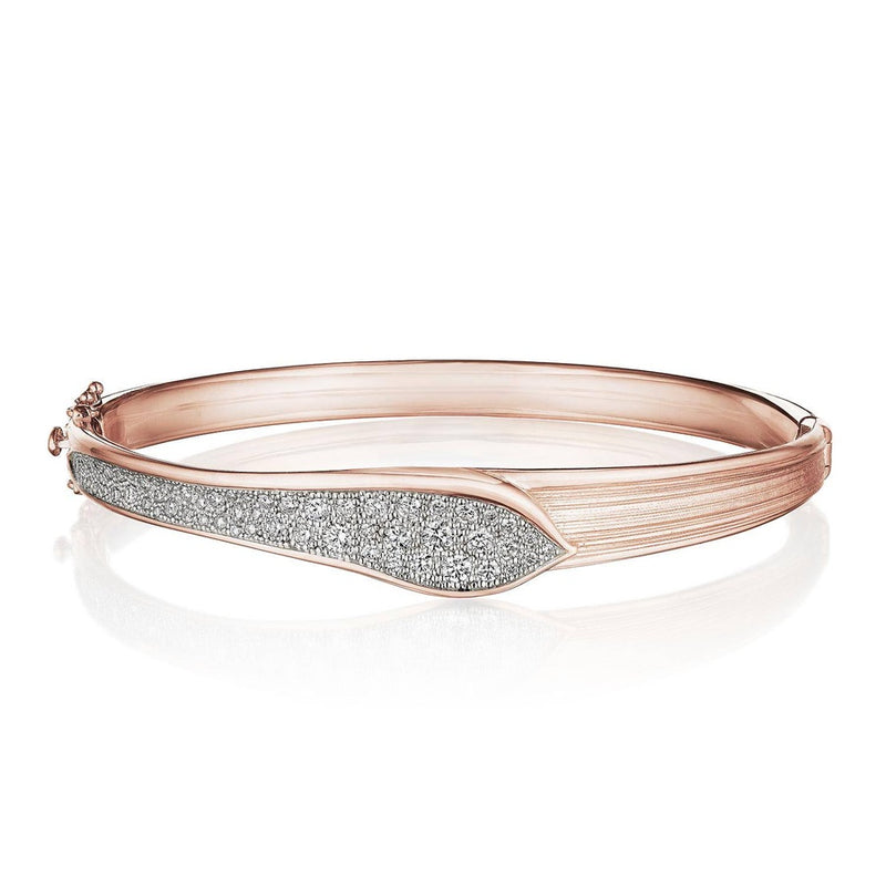 Petal Diamond Pavé Bangle in 14kt Rose Gold