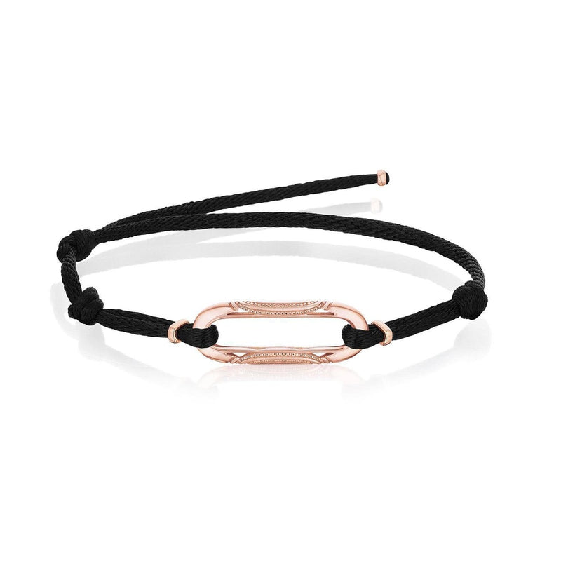 Link Bracelet on Black Cord in 14kt Rose Gold