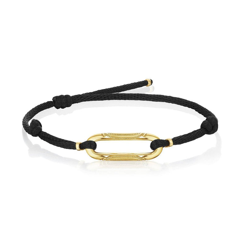 Link Bracelet on Black Cord in 14kt Yellow Gold