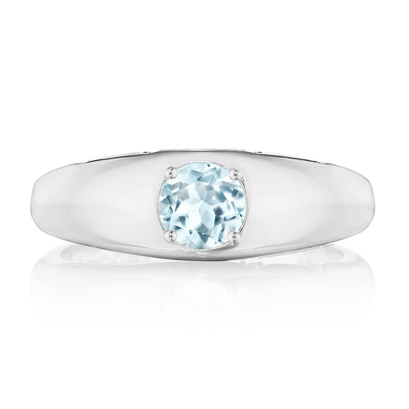 Domed Sky Blue Topaz Ring - 0.7ct in 14kt White Gold