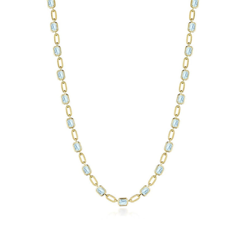 Sky Blue Topaz Link Necklace in 14kt Yellow Gold