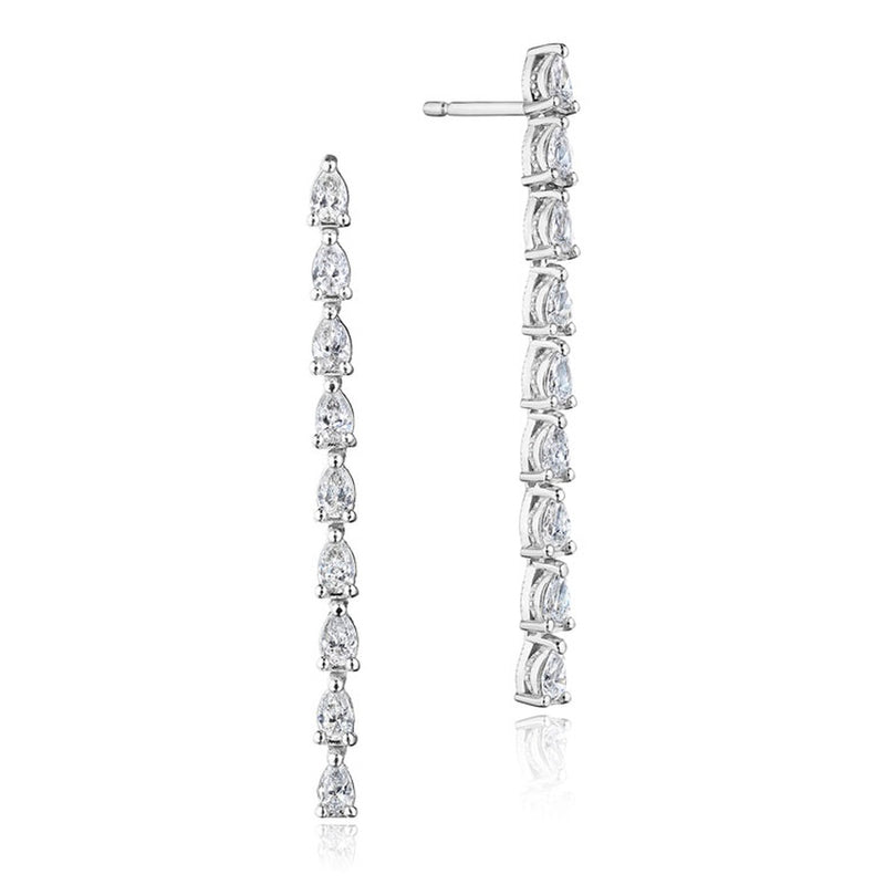 Pear Diamond Drop Earrings in 18kt White Gold