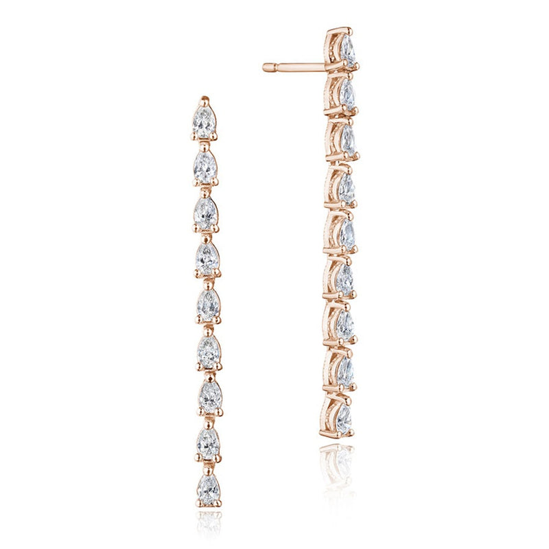 Pear Diamond Drop Earrings in 18kt Rose Gold
