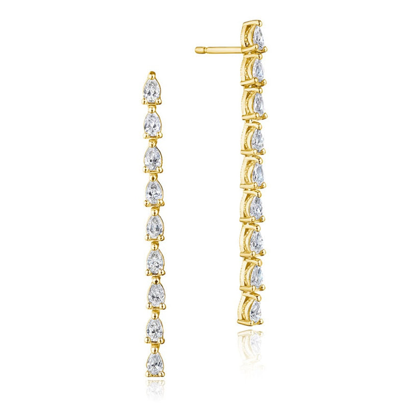 Pear Diamond Drop Earrings in 18kt Yellow Gold