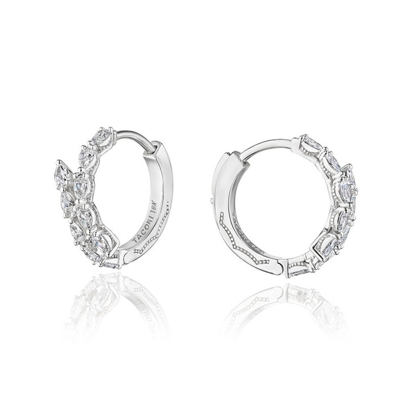 Medium Hoop Pear Diamond Earrings in 18kt White Gold