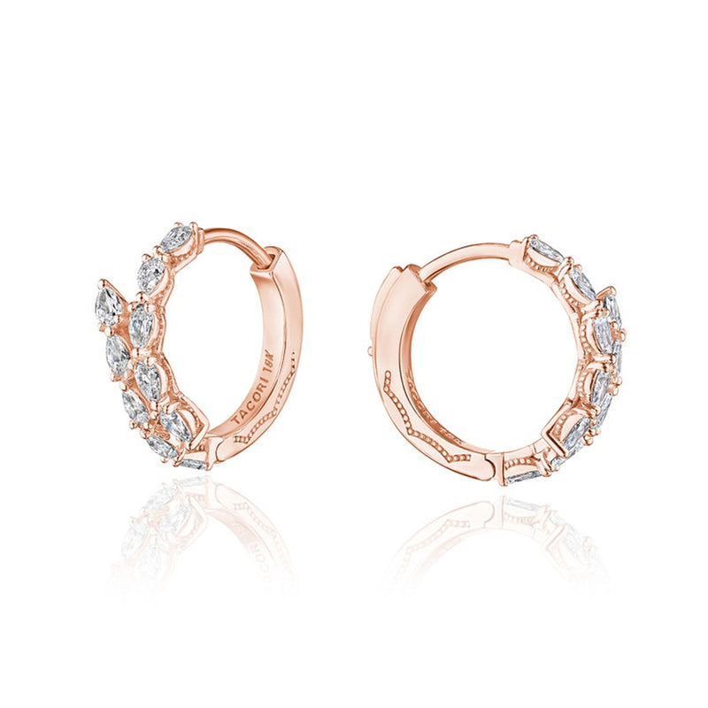 Medium Hoop Pear Diamond Earrings in 18kt Rose Gold