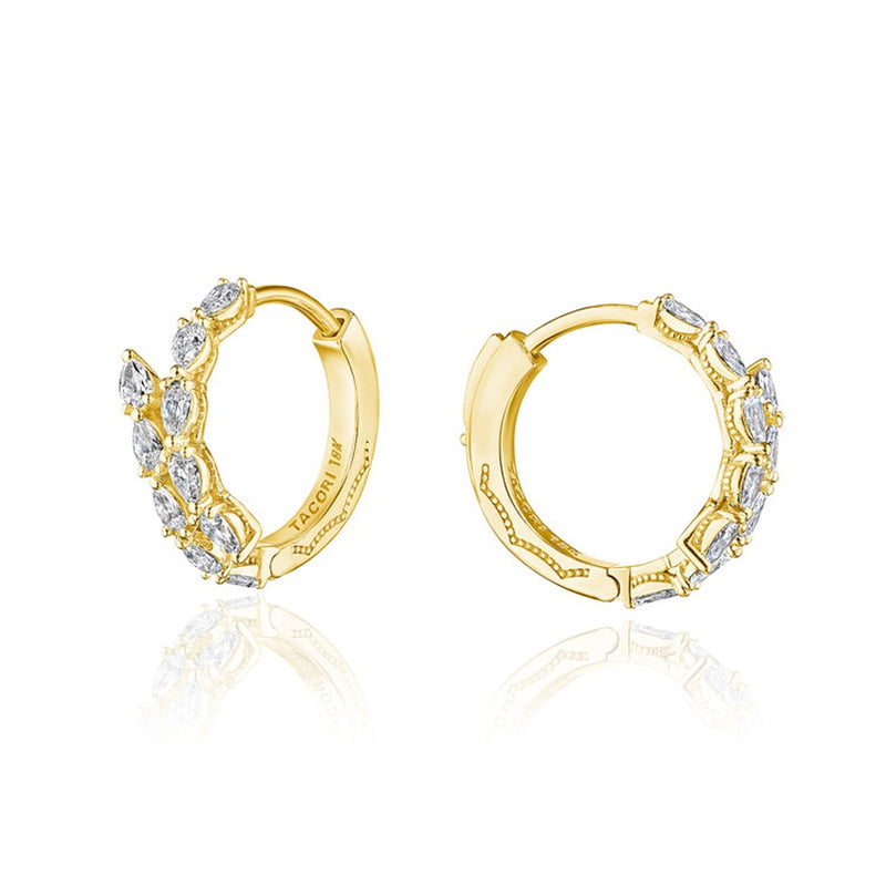 Medium Hoop Pear Diamond Earrings in 18kt Yellow Gold