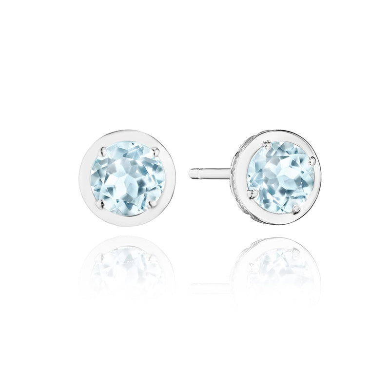 Round Sky Blue Topaz Stud Earring - 1.4ct in 14kt Yellow Gold
