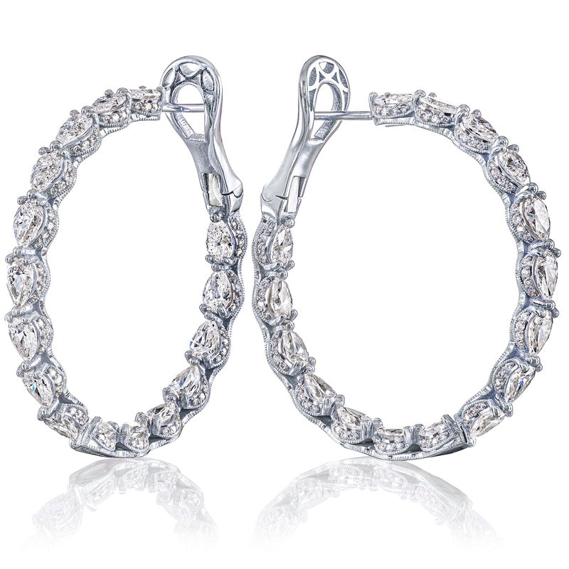 Diamond Hoop Earrings in 14kt White Gold