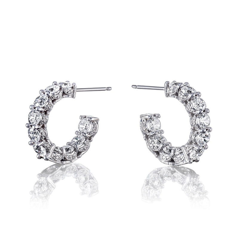 Diamond Huggie Earrings in 18kt White Gold