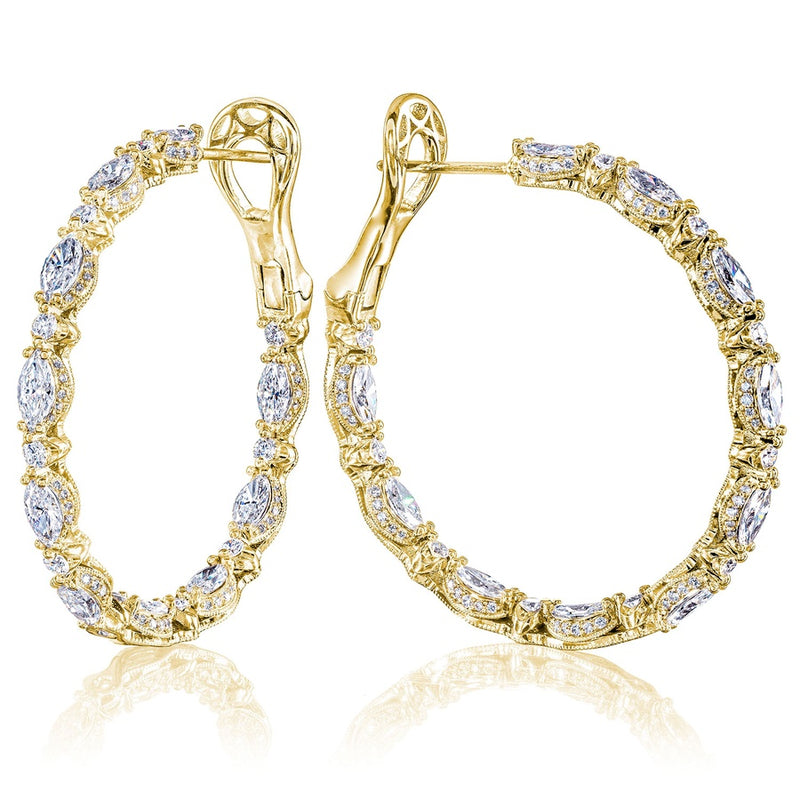 Diamond Hoop Earrings in 18kt Yellow Gold