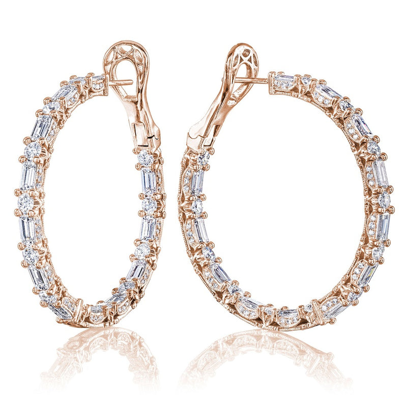 Diamond Hoop Earrings in 18kt Rose Gold