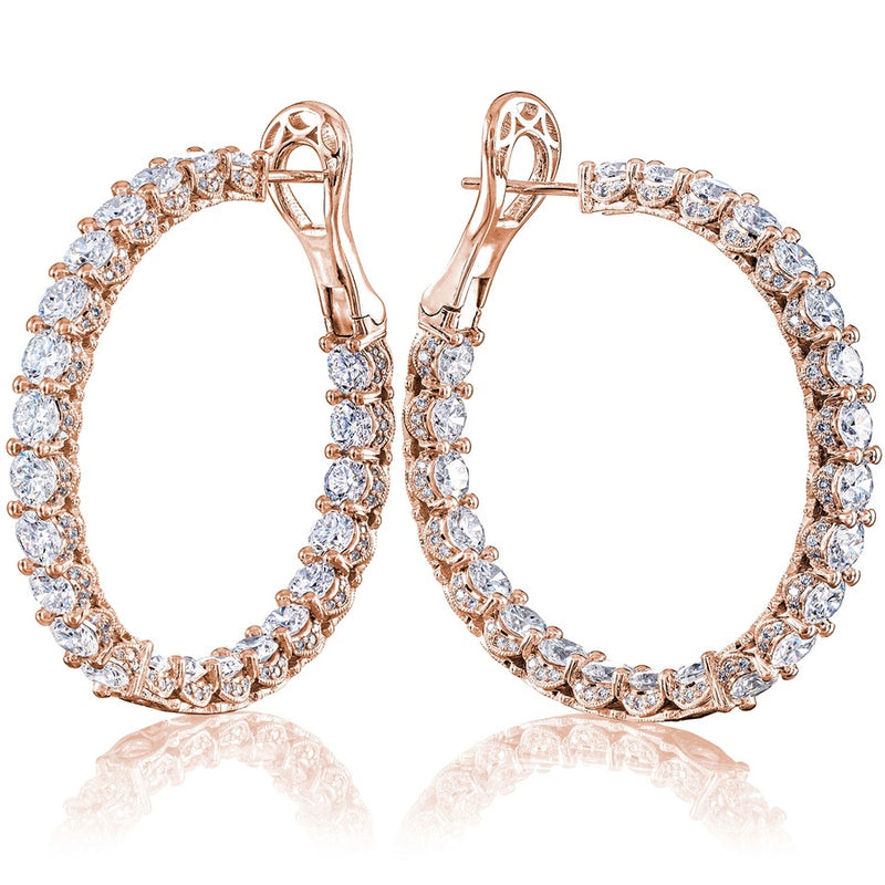 Diamond Hoop Earrings in 18kt Rose Gold