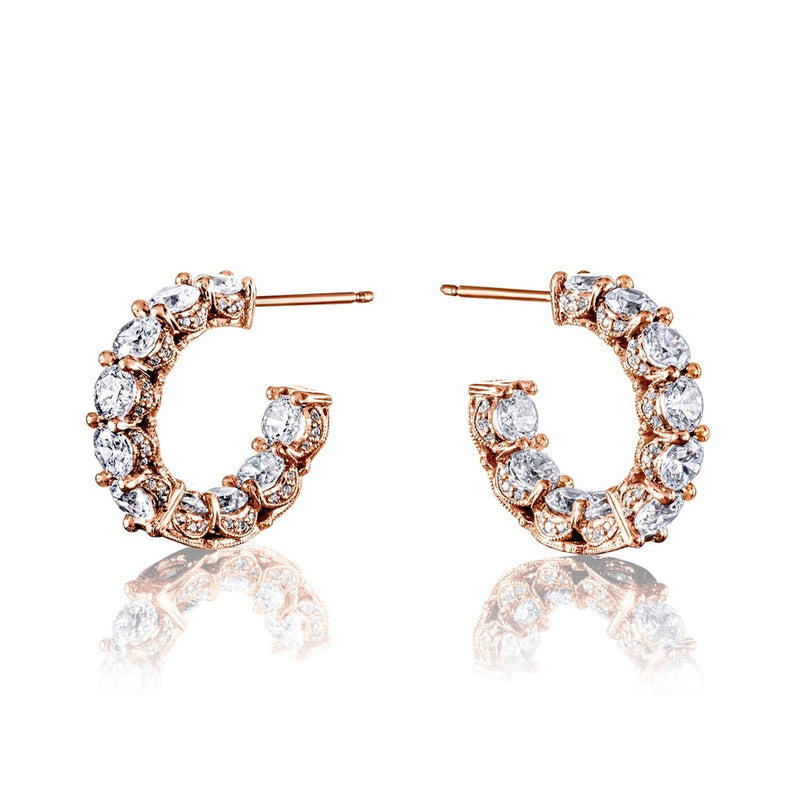 Diamond Huggie Earrings in 18kt Rose Gold