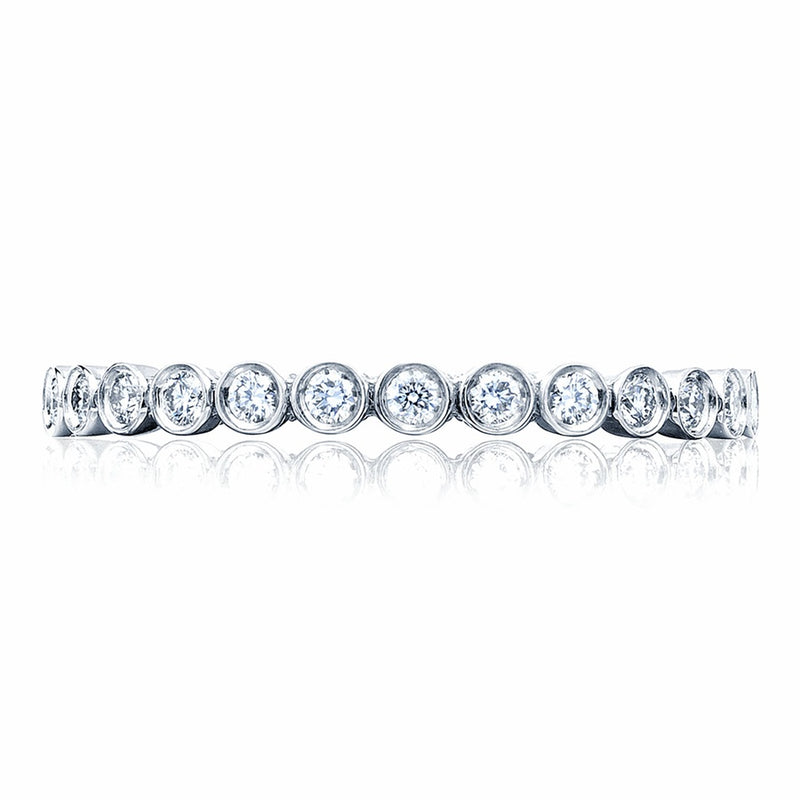 Round Bezel Droplet Wedding Band with Diamond