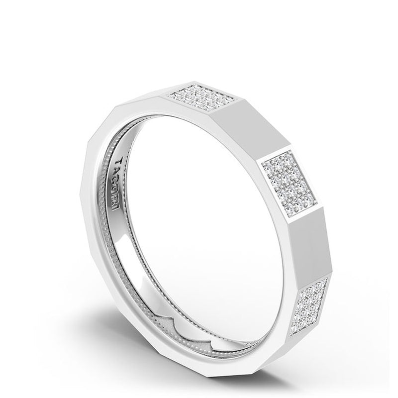 Diamond Faceted - Partial Coverage Wedding Band in High Polish - 4mm