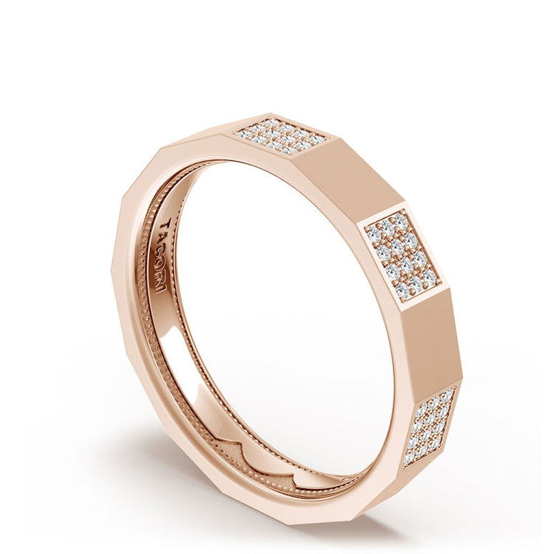 Diamond Faceted - Partial Coverage Wedding Band in High Polish - 4mm