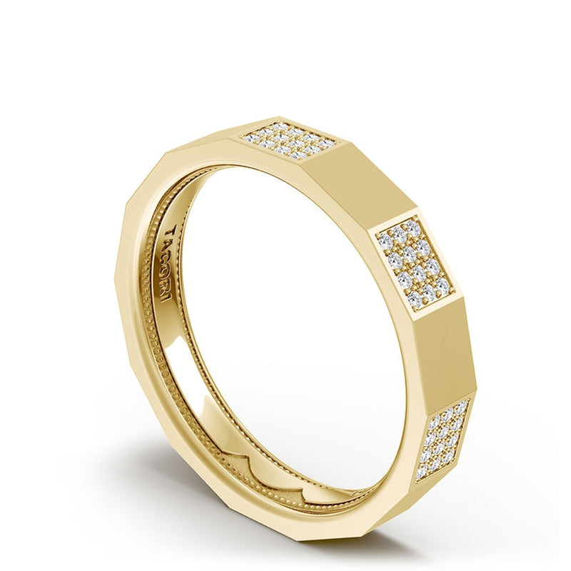 Diamond Faceted - Partial Coverage Wedding Band in High Polish - 4mm