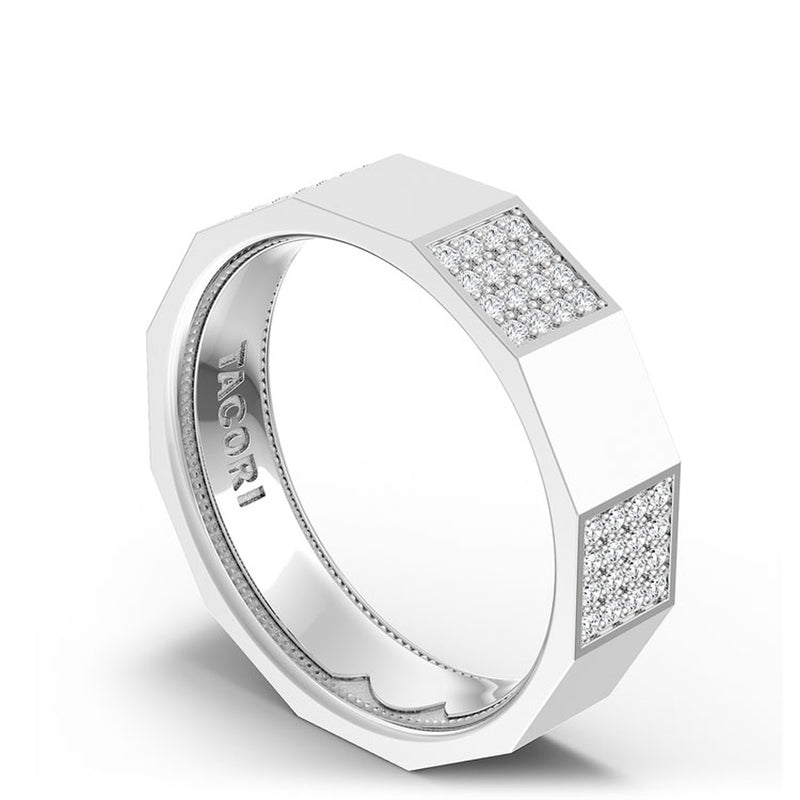 Diamond Faceted - Partial Coverage Wedding Band in High Polish - 6mm