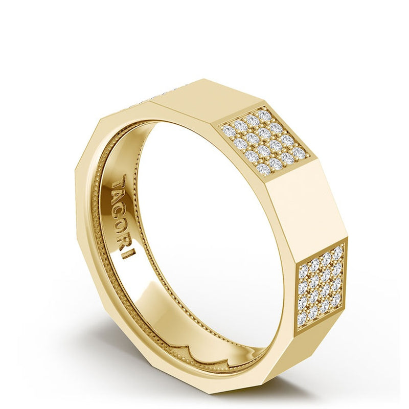 Diamond Faceted - Partial Coverage Wedding Band in High Polish - 6mm