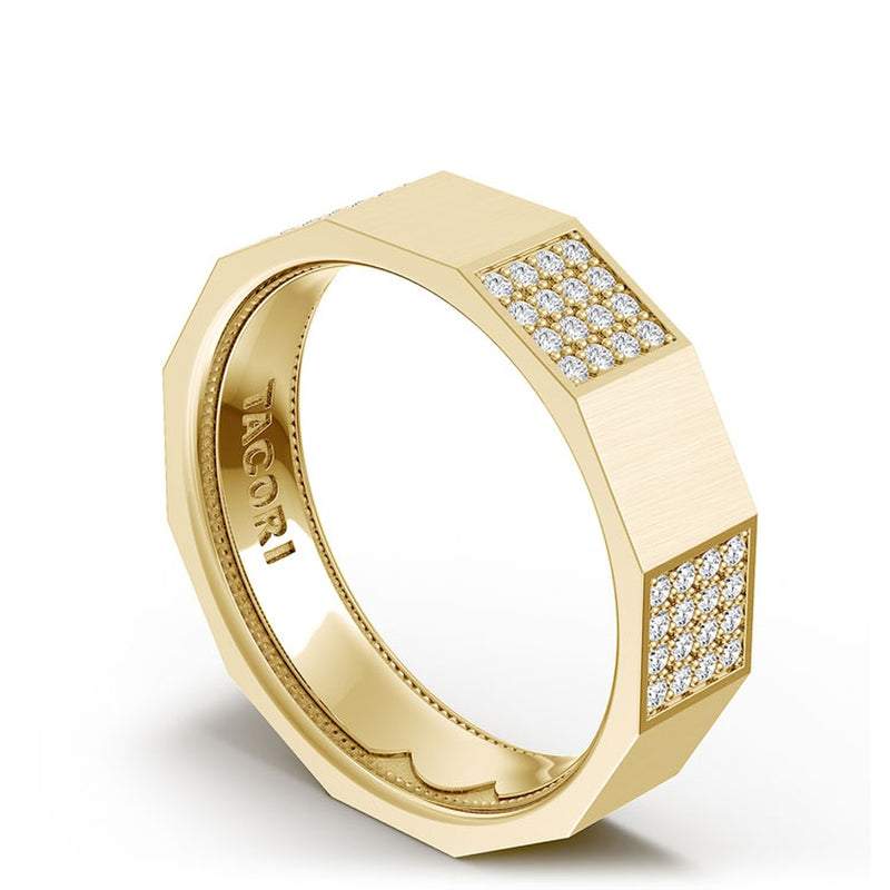 Diamond Faceted - Partial Coverage Wedding Band in Satin Finish - 6mm