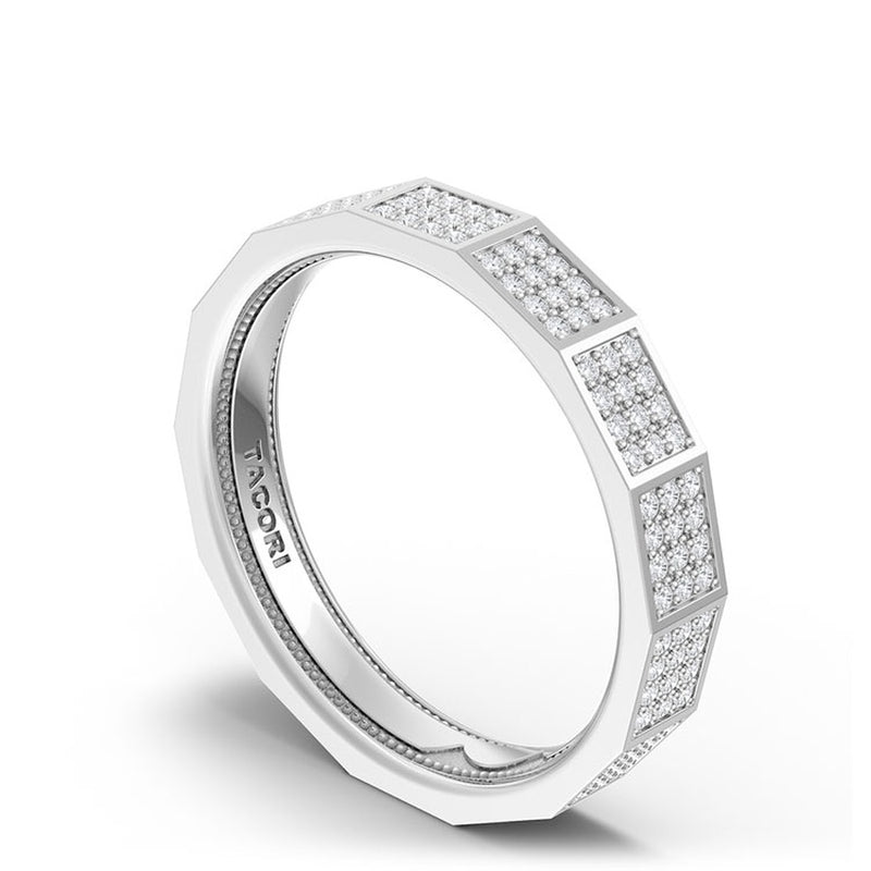 Diamond Faceted - Full Coverage Wedding Band in High Polish - 4mm