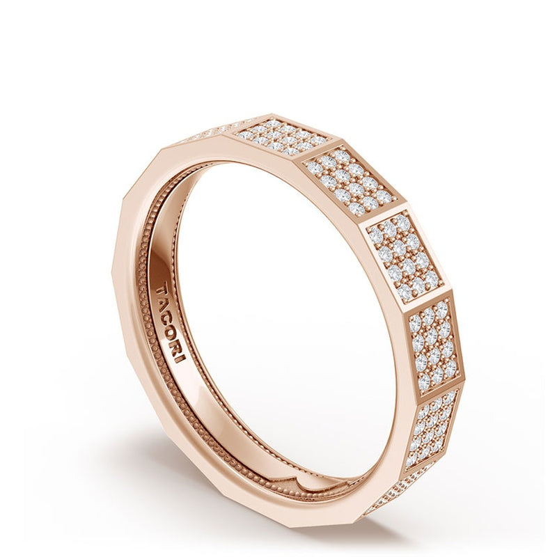 Diamond Faceted - Full Coverage Wedding Band in High Polish - 4mm