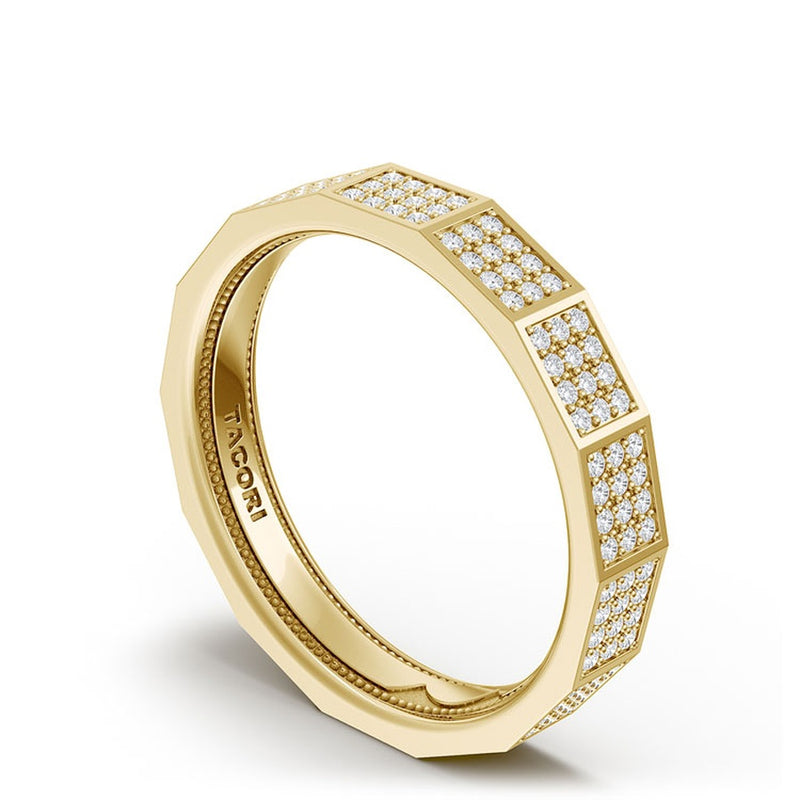 Diamond Faceted - Full Coverage Wedding Band in High Polish - 4mm