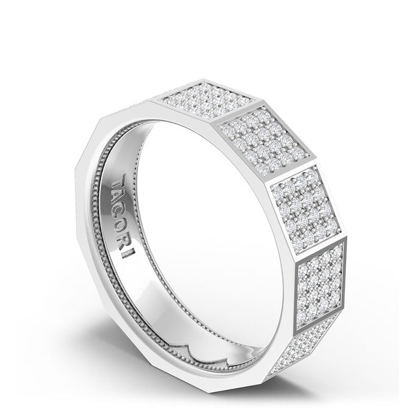 Diamond Faceted - Full Coverage Wedding Band in High Polish - 6mm