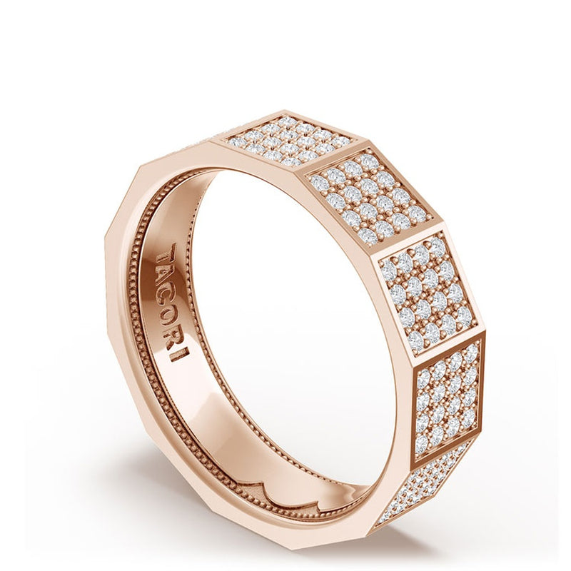 Diamond Faceted - Full Coverage Wedding Band in High Polish - 6mm