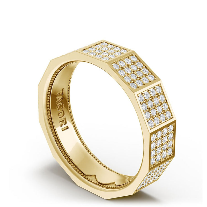 Diamond Faceted - Full Coverage Wedding Band in High Polish - 6mm