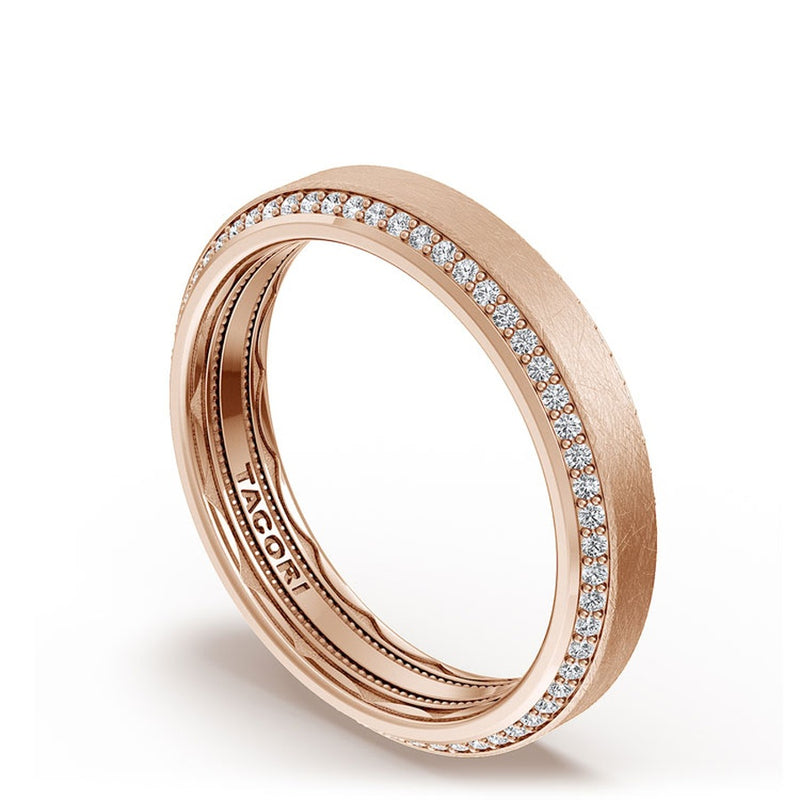 Bevel Edge Diamond Wedding Band in Brushed Finish - 5mm