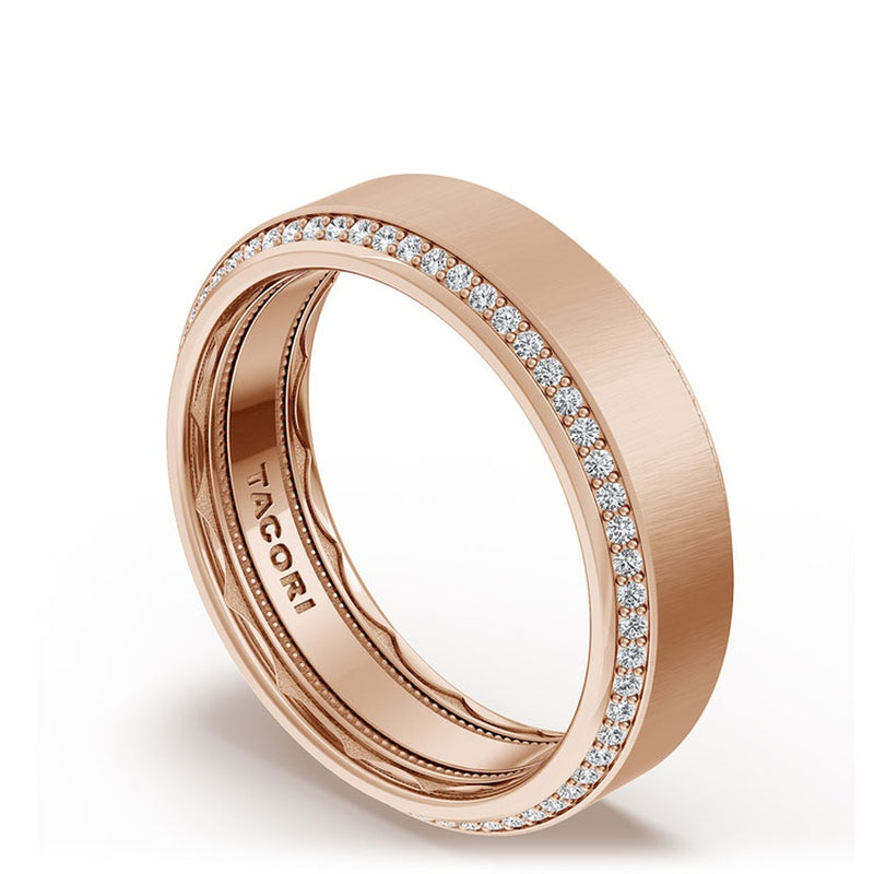 Bevel Edge Diamond Wedding Band in Satin Finish - 7mm