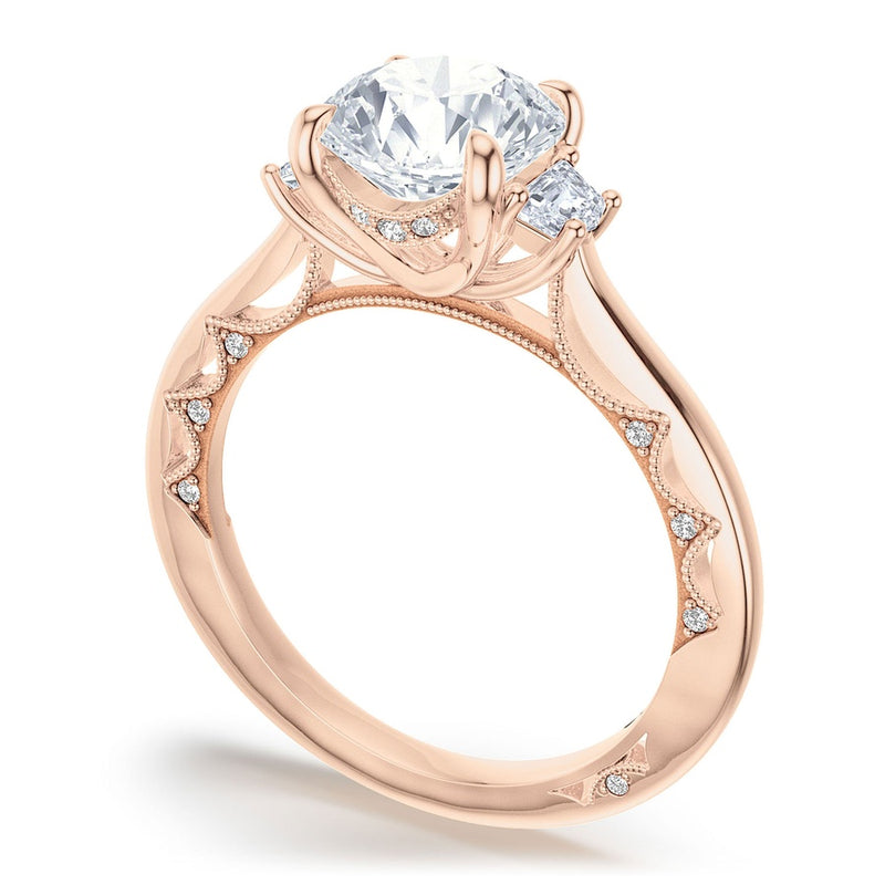 Round 3-Stone Engagement Ring