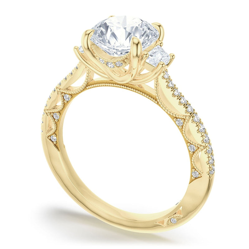 Round 3-Stone Engagement Ring