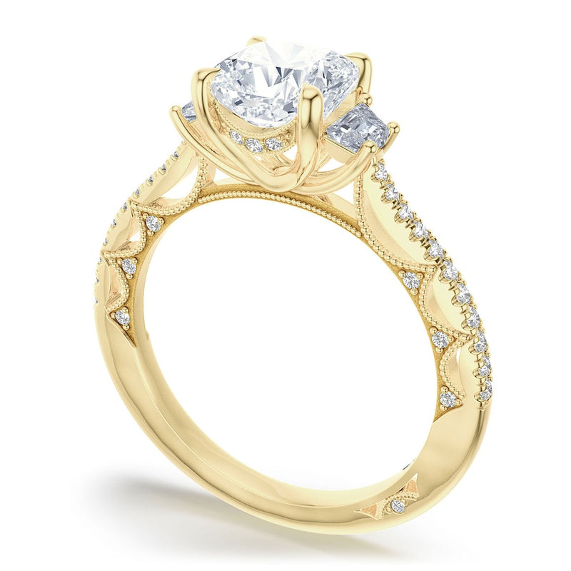 Cushion 3-Stone Engagement Ring