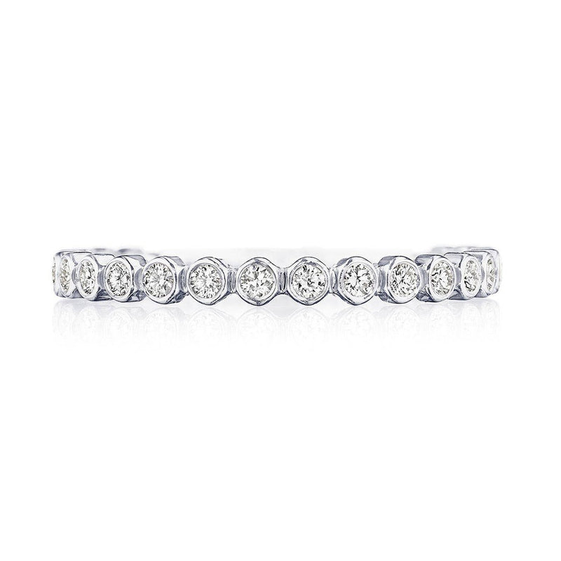 Round Bezel Droplet Wedding Band with Diamond