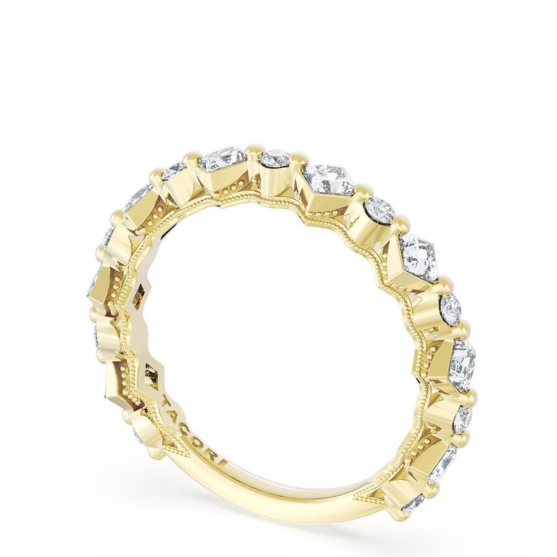 Carré and Round Diamond Wedding Band, 4.00mm