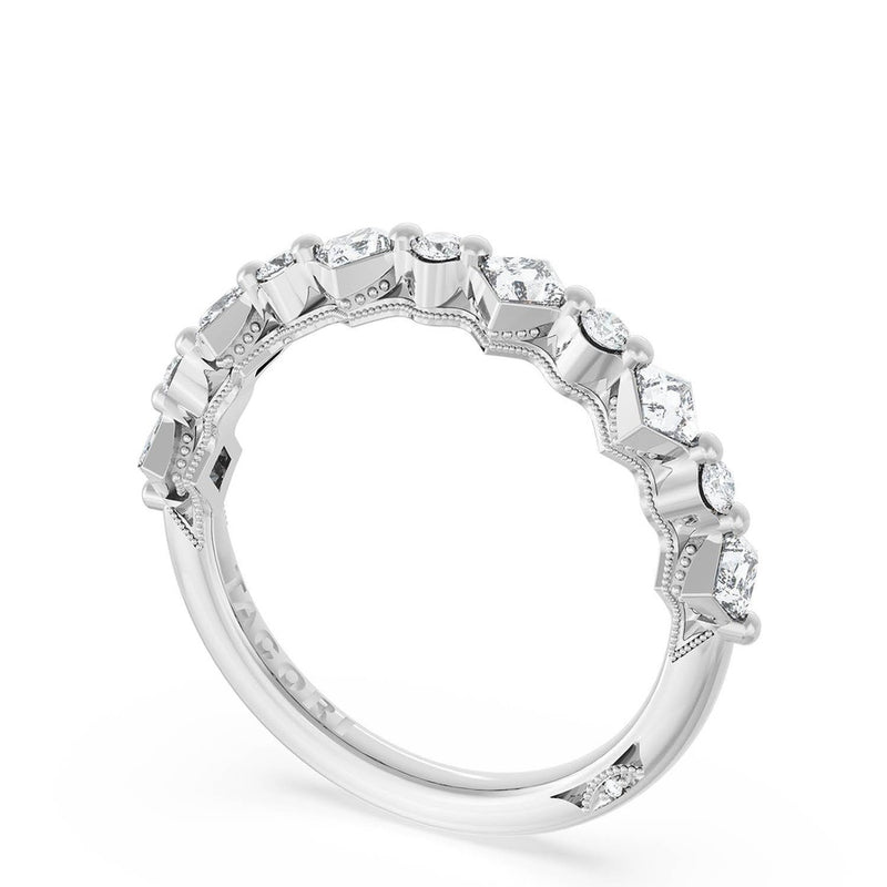 Carré and Round Diamond Wedding Band, 4.00mm